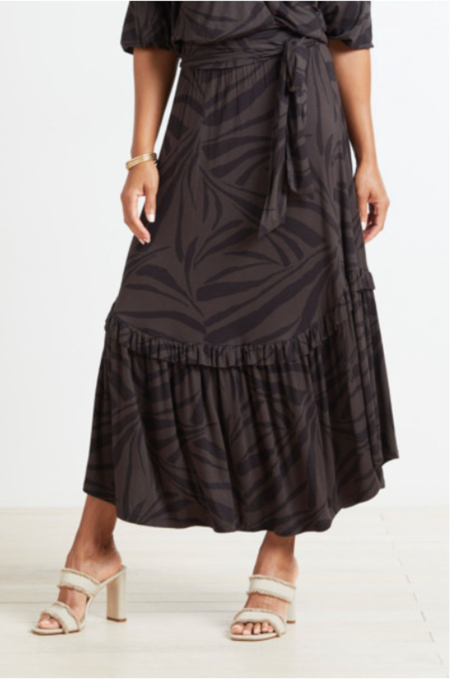 Z Supply Leisel Tropical Zebra Animal Print Tiered Midi Skirt // L